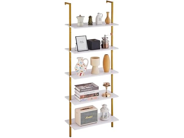 Ladder Shelf, 5-Tier Bookshelf 24x11.8in White