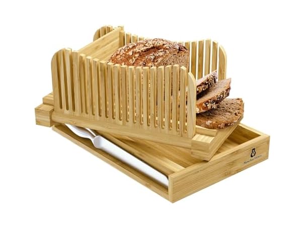 Bamboo Bread Slicing Guide with Knife