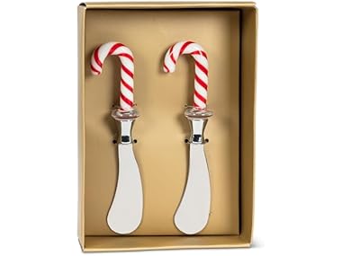 Abbott Collection Candy Cane Topped Pate Spreaders. Set of 2