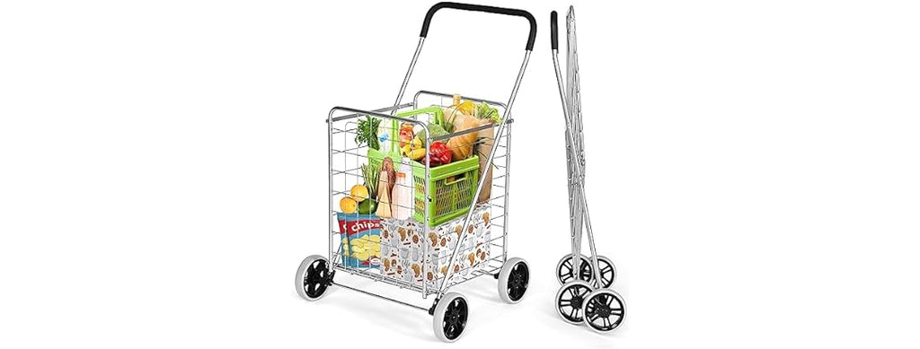 IRONMAX Folding Shopping Cart Silver