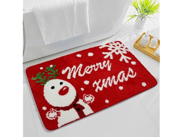 Cute Snowman Christmas Bathroom Rug