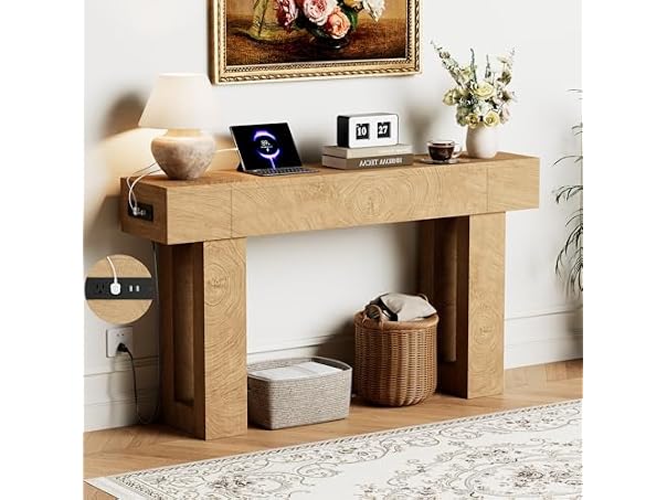 63" Long Console Table w/Outlets & USB Ports