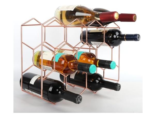 Rose Gold Countertop Wine Rack 14 Bottles