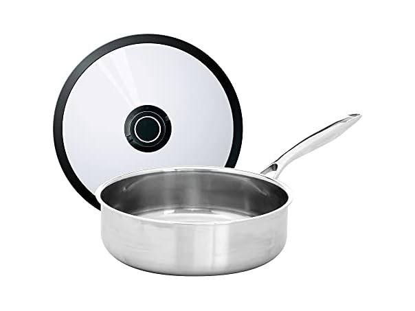 Stainless Steel, Sauté Pan w/Lid, 9.5-Inch Diameter, 3 Quart
