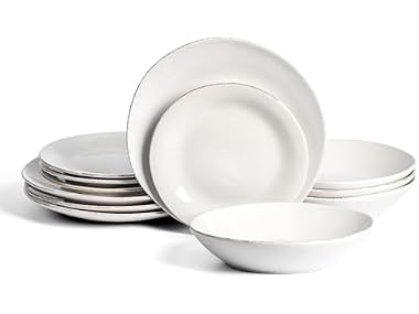 Stone Lain Essence 12-Piece Dinnerware Set Stoneware, White
