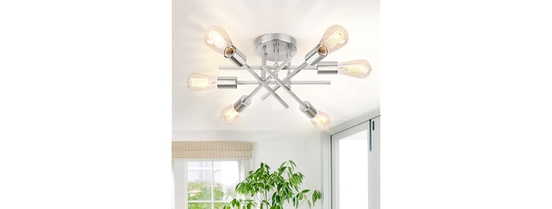 TOBUSA 6-Light Silver Ceiling Light Fixture