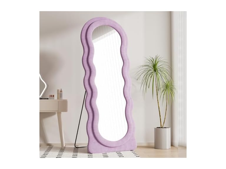 Wavy Full Length Mirror With Stand, 63"