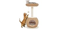 Yaheetech Cat Tree, 29.5in Rattan Cat Tower