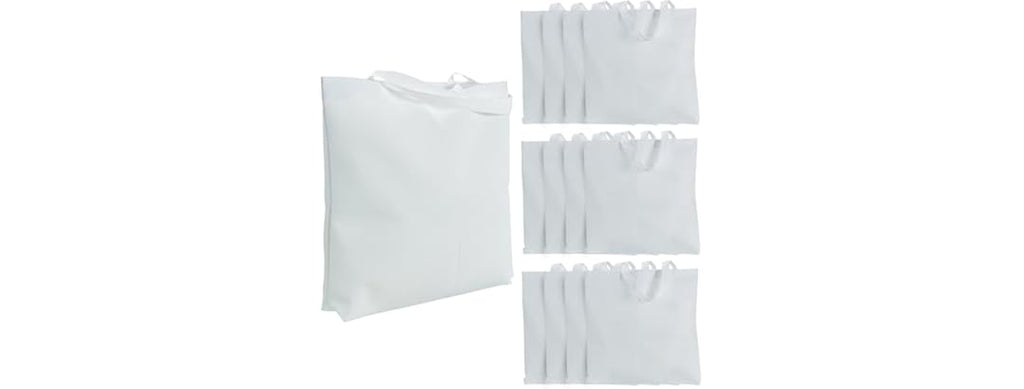 Fun Express DIY White Poly Tote Bags 12Pk