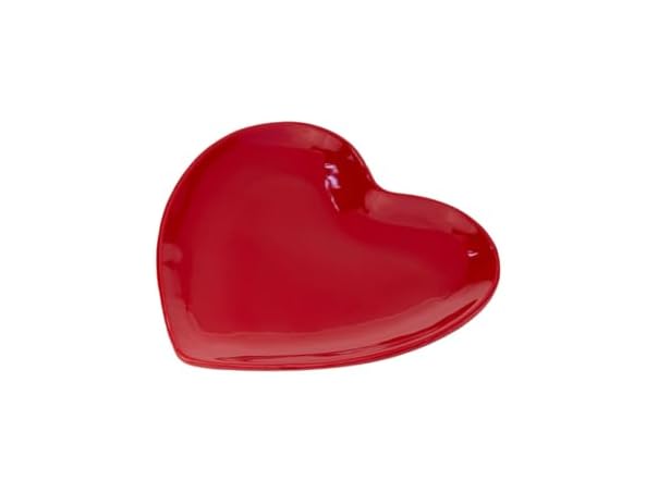 Ceramic Plate Heart-Shaped Mini Tray, Small, Red