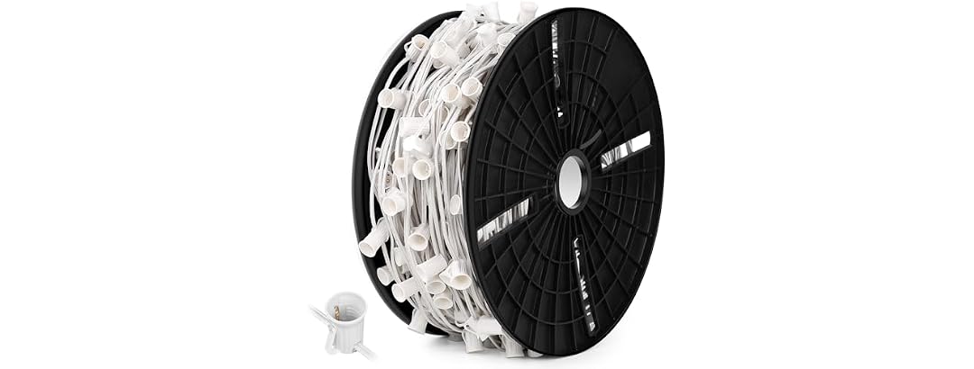 Commercial 500 FT LED Lights Sockets Outdoor, White