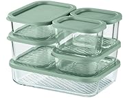 EATEX 6 Pk Glass Meal Prep Containers with Grooved Base