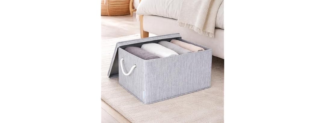 CROS Storage Baskets with Lid 2 Pack Grey