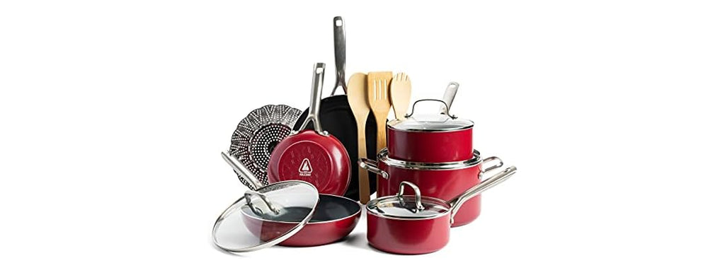 Red Volcano Textured Ceramic Nonstick Set