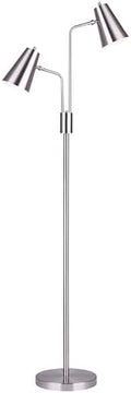 2 Light Floor Lamp Brushed Nickel 67"