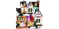 Christmas Village House with Snowman