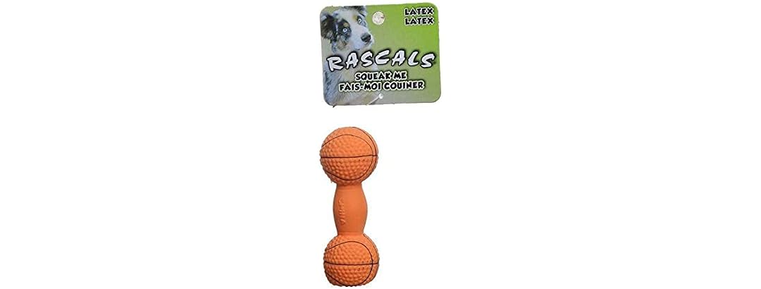 Rascals 4" Basketball Dumbbell Latex Dog Toy