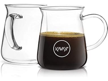Kavako Glass Coffee Mugs 16oz Set of 2