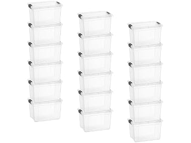 Superio Clear Storage Box with Lid, 2.5 Quart 18 Pack