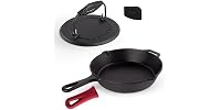Cuisinel Cast Iron Skillet + Press Set 10"