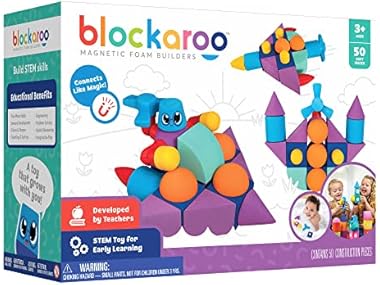 Blockaroo Magnetic Foam Building Blocks - 50-Piece Set