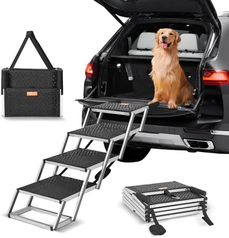 VEVOR Dog Stair for Cars, Wide 4-step