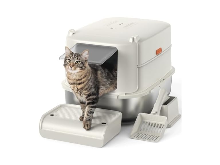 Enclosed Stainless Cat Litter Box