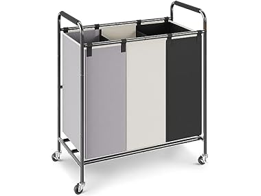 3-Section Laundry Basket, Heavy Duty Laundry