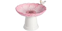 Mud Pie Ceramic Pink Flower Small Bird Bath