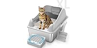 High Sided Stainless Cat Litter Pan
