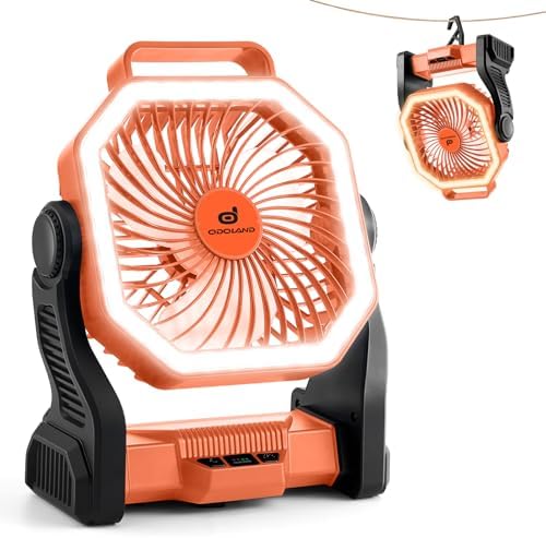 Odoland Orange Rechargeable Camping Fan