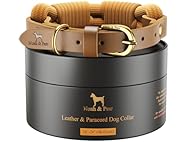 NOAH & PAW Dog Collar, Genuine Leather with Paracord