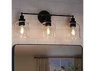 GEPOW Bathroom Wall Light Fixtures, 3-Light Black