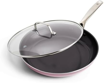 Blue Diamond 12" Nonstick Frying Pan with Lid, Pink
