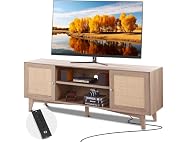 Rattan TV Stand, Mid Century Modern 75inch