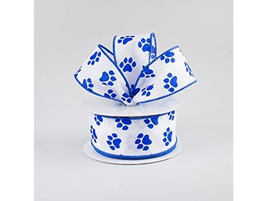 Craig Bachman Blue Paw Print Ribbon 1.5"