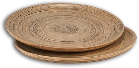 LEXA 12" Bamboo Round Serving Tray Set