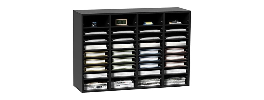 Wood Literature Organizer, 36 Compartments, File