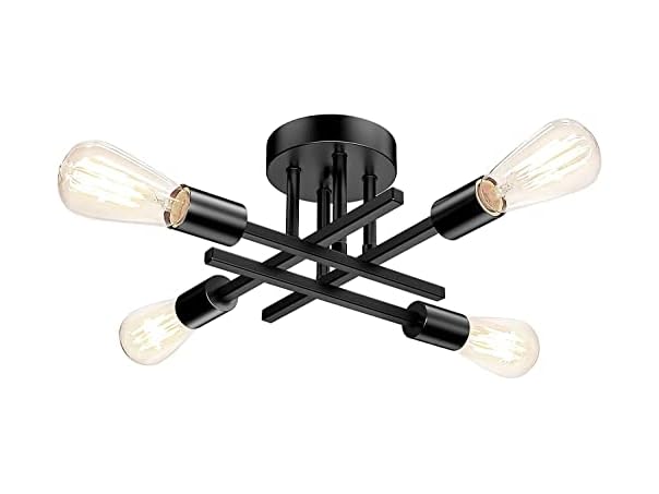 TOBUSA Semi Flush Mount Ceiling Light Fixture Matte Black