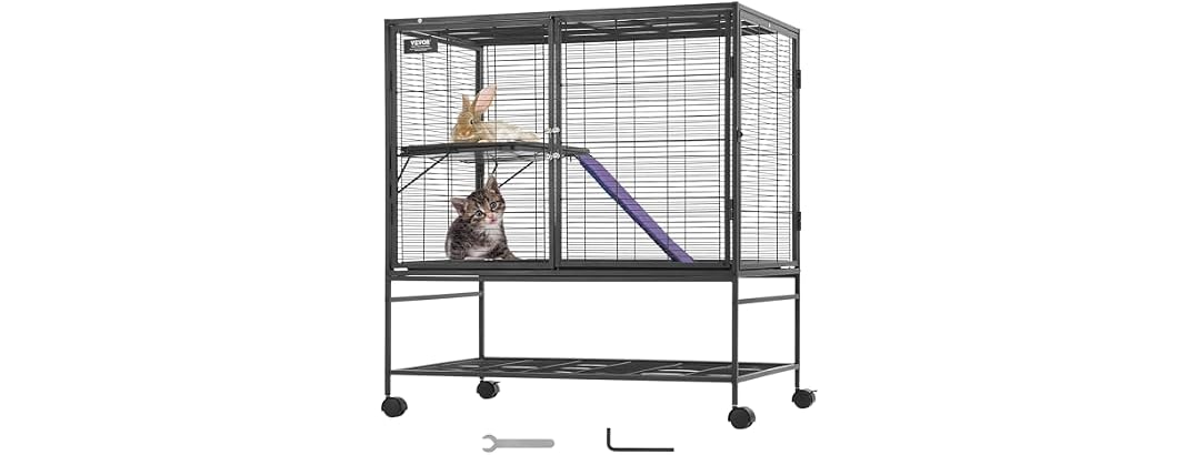 VEVOR 39" Rolling Metal Ferret Cage