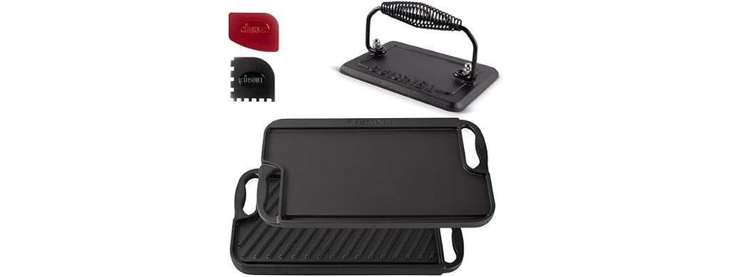 Cuisinel Cast Iron Griddle w/ Burger Press