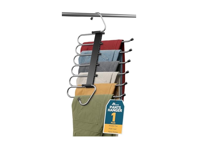 Black Space Saving Pants Hangers 1 Pack