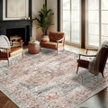 CHAMPLANT Red Retro Flowers Area Rug 9'x12'