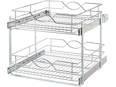 Double-Tier Wire Pull Out Kitchen and Bath Storage Basket
