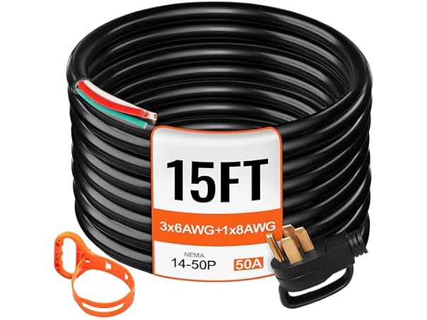 15 ft 50A RV Camp Power Cord Generator Cord