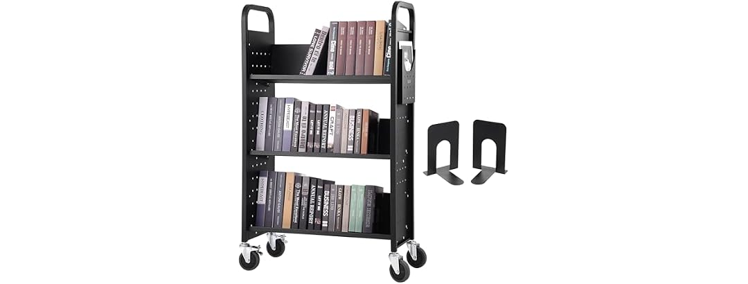 Book Cart, 330 lbs Library Cart, 31.1" x 15.2"