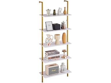 Ladder Shelf, 5-Tier Bookshelf 24x11.8in White