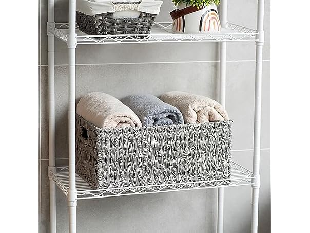 CROS Large Waterproof Woven Plastic Storage Basket Grey