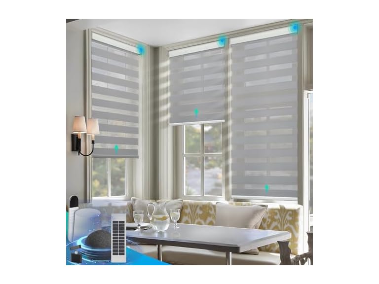 DENFOON Motorized Zebra Blinds 72"L x 29"H