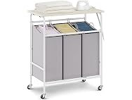 3-Section Laundry Sorter Cart with Ironing
